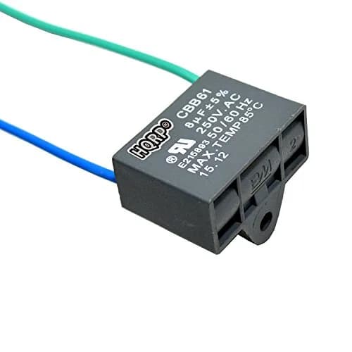 HQRP CBB61 Capacitor 8uF 250VAC 2-Wire for Harbor Breeze Ceiling Fan | UL Listed ±5% Tolerance thumbnail 1