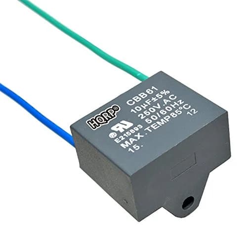 HQRP Capacitor Compatible with Harbor Breeze Ceiling Fan 10uf 2-Wire | UL Listed, 250VAC, Black thumbnail 1