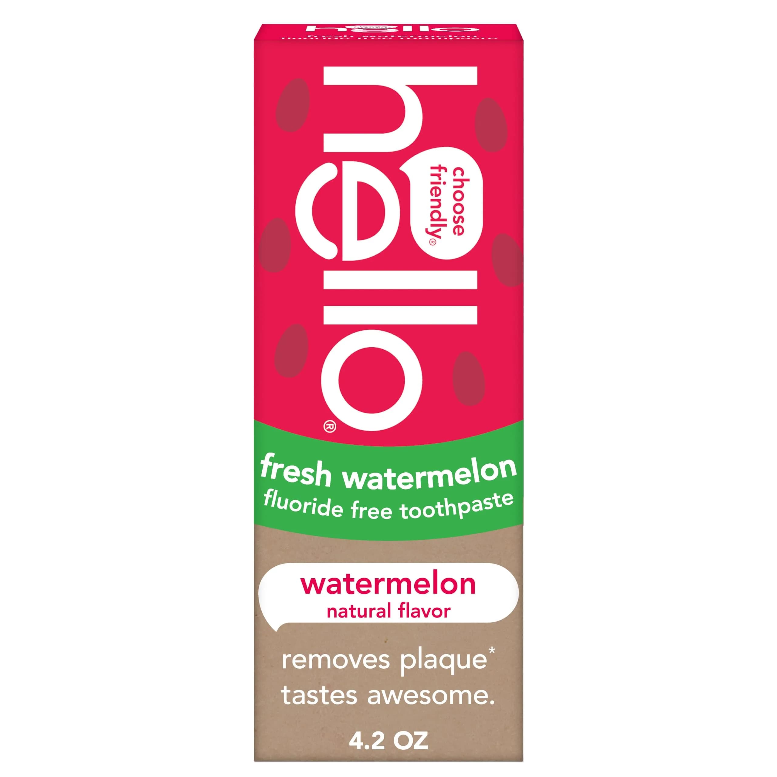hello Kids Fluoride Free Toothpaste Fresh Watermelon 125ml (4.2 oz) | Removes Plaque, Polishes Teeth - main product image