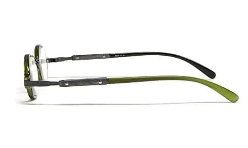 Calabria Unisex R314/R501S Metal Vintage Round Reading Glasses – Olive | Classic Professor Style Readers with Retro Frame Design | Eyewear | Magnification 1.00x thumbnail 3
