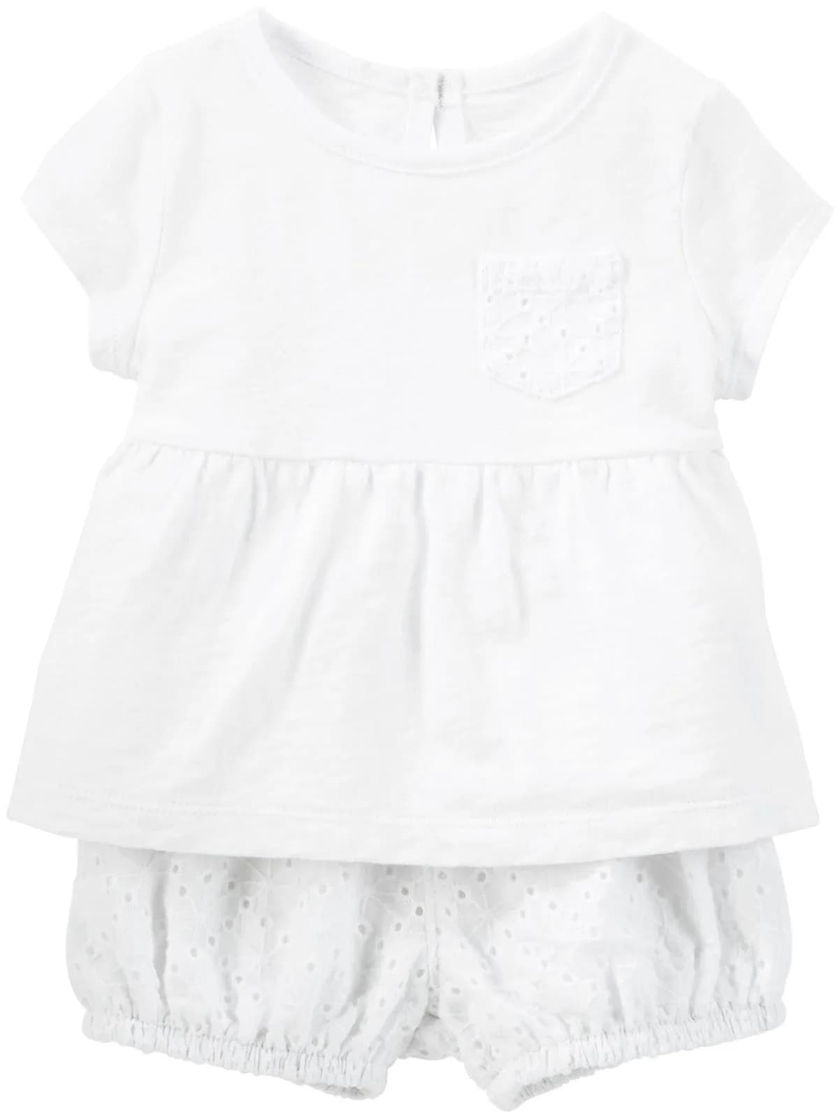 OshKosh B'Gosh Baby Girls' 2-Piece Pant Set - White, 12 Months | Lightweight Cotton Outfit - main product image