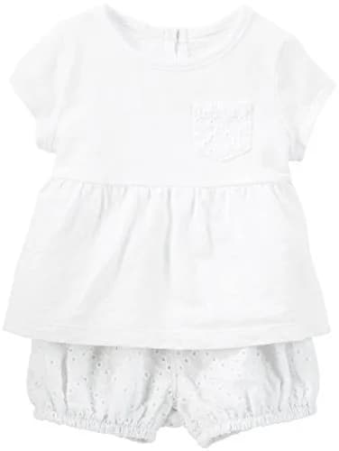 OshKosh B'Gosh Baby Girls' 2-Piece Pant Set - White, 12 Months | Lightweight Cotton Outfit thumbnail 1