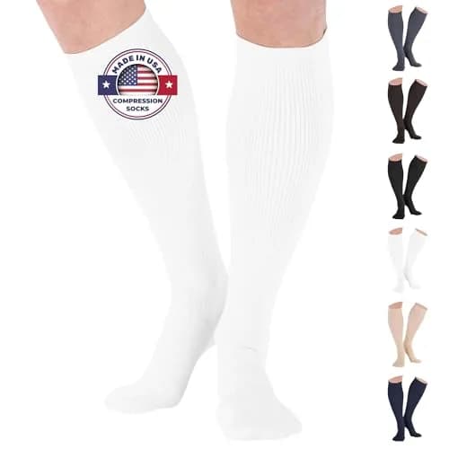 ABSOLUTE SUPPORT Men Opaque Compression Socks 20-30mmHg | Made in USA, Support Varicose Veins & Swelling, X-Large thumbnail 1