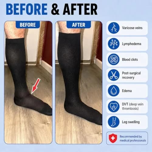 ABSOLUTE SUPPORT Men Opaque Compression Socks 20-30mmHg | Made in USA, Support Varicose Veins & Swelling, X-Large thumbnail 5