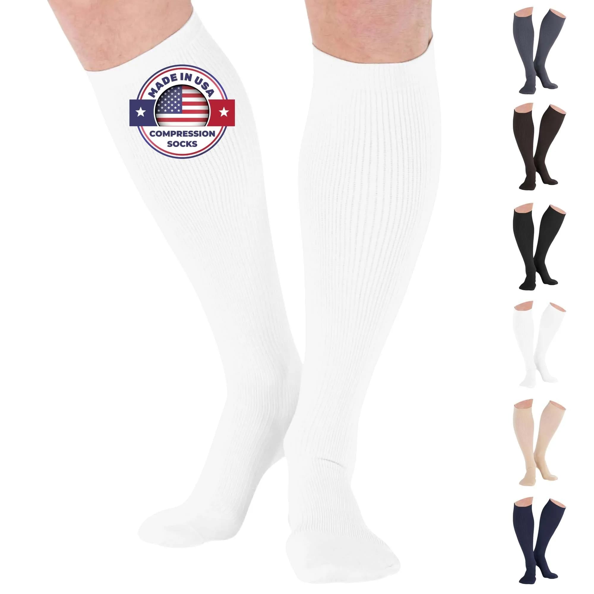 ABSOLUTE SUPPORT Men Opaque Compression Socks 20-30mmHg | Made in USA, Support Varicose Veins & Swelling, X-Large