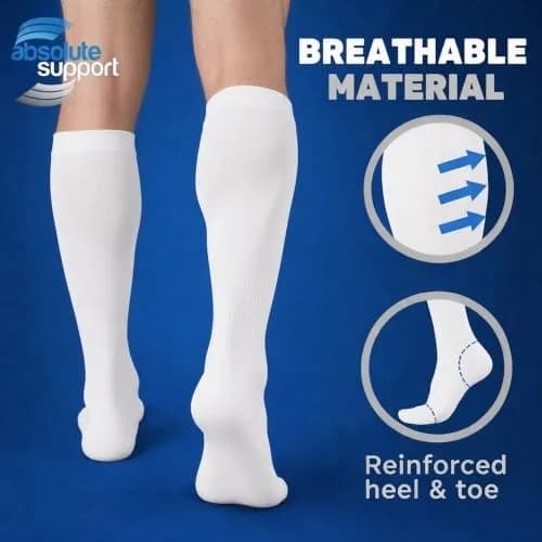 ABSOLUTE SUPPORT Men Opaque Compression Socks 20-30mmHg | Made in USA, Support Varicose Veins & Swelling, X-Large thumbnail 3