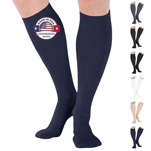 ABSOLUTE SUPPORT Men Opaque Compression Socks 20-30mmHg Navy Medium | Support Varicose Veins & Circulation thumbnail 1