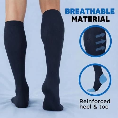 ABSOLUTE SUPPORT Men Opaque Compression Socks 20-30mmHg Navy Medium | Support Varicose Veins & Circulation thumbnail 2