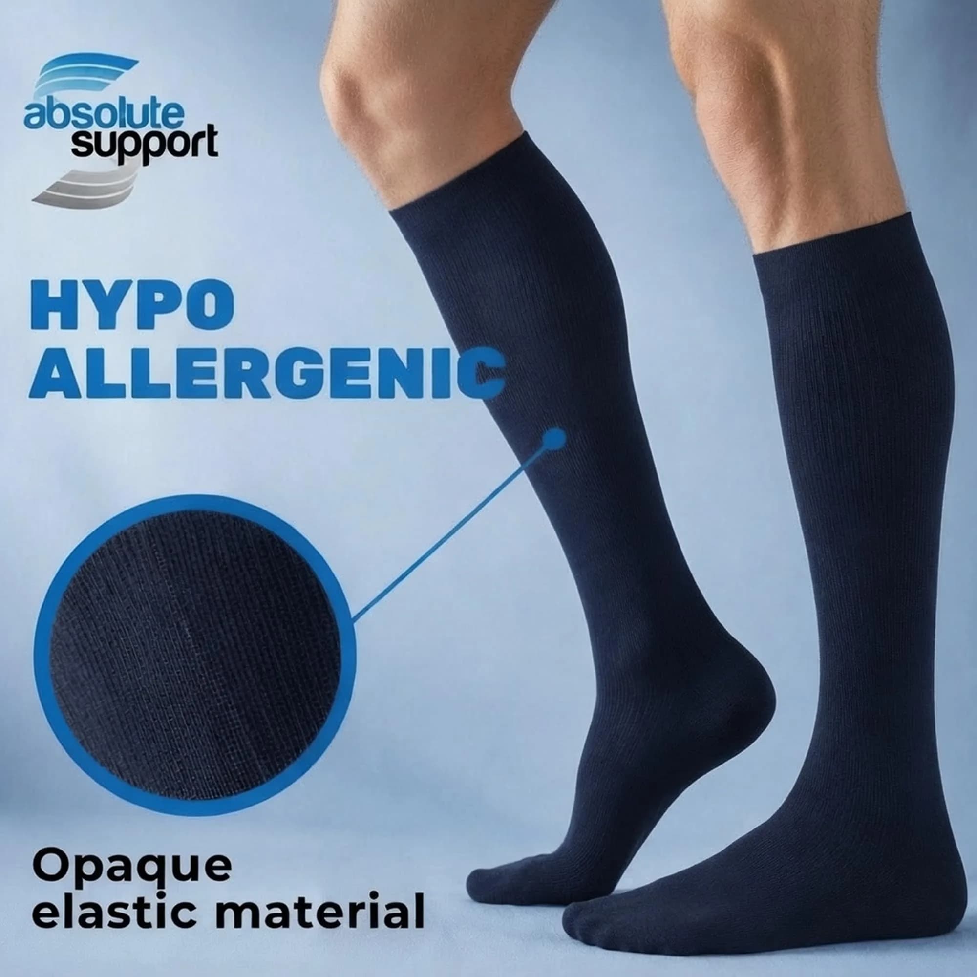 ABSOLUTE SUPPORT Men Opaque Compression Socks 20-30mmHg Navy Medium | Support Varicose Veins & Circulation thumbnail 3