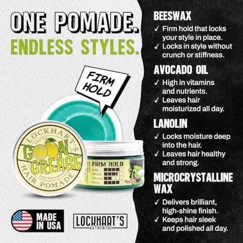 Lockhart's Goon Grease Oil Pomade for Men, Firm Hold, Lemon, 3.4 oz | Classic, Heavy Shine, Reworkable thumbnail 2