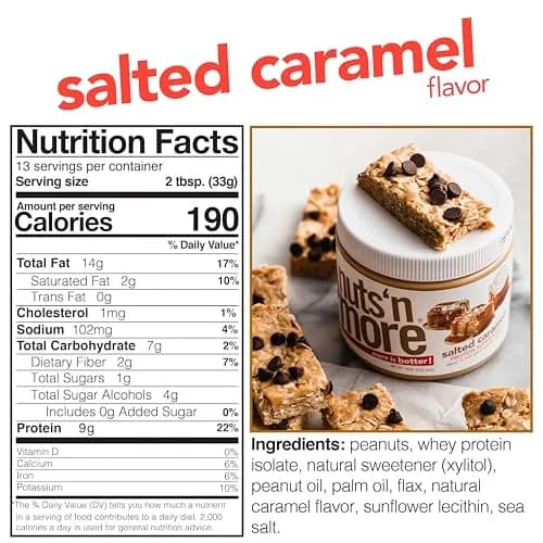 Nuts 'N More Salted Caramel Peanut Butter Spread 15oz | High Protein & Low Sugar thumbnail 2