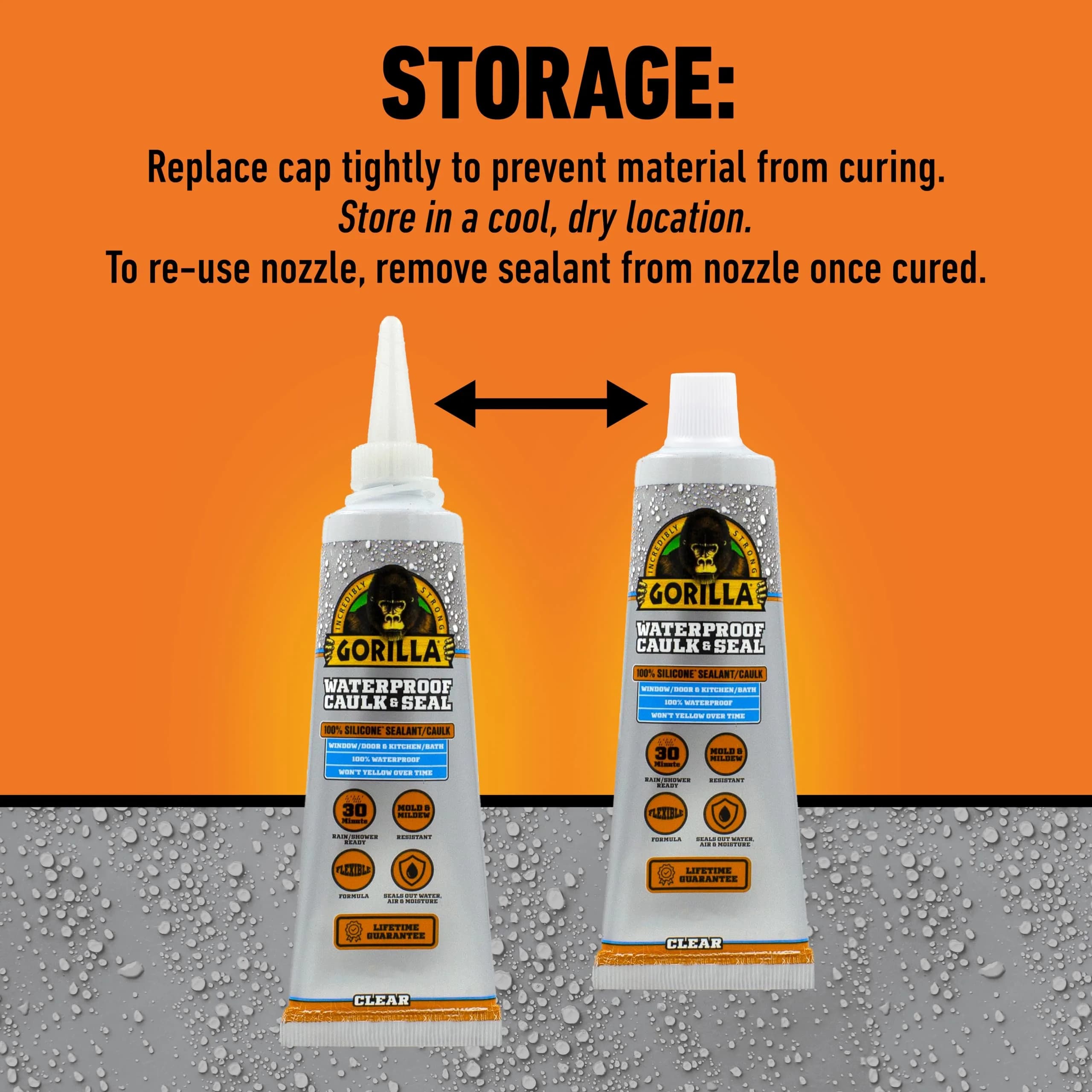 Gorilla Waterproof Caulk & Seal Silicone Sealant 85ml (2.8oz) | Seals Out Water and Moisture - view 5