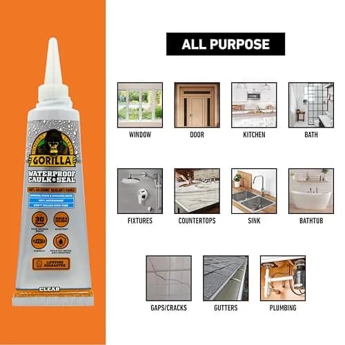 Gorilla Waterproof Caulk & Seal Silicone Sealant 85ml (2.8oz) | Seals Out Water and Moisture thumbnail 2