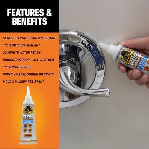 Gorilla Waterproof Caulk & Seal Silicone Sealant 85ml (2.8oz) | Seals Out Water and Moisture thumbnail 3