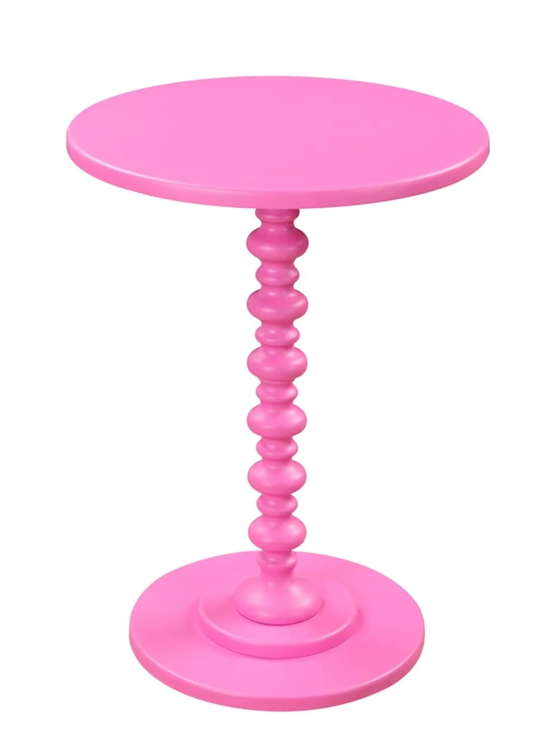 Convenience Concepts Palm Beach Spindle Table 17.75" Black | Classic Round End Table for Living Room — Pink