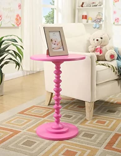 Convenience Concepts Palm Beach Spindle End Table, 17.75" | Pink Finish, Classic Design thumbnail 3