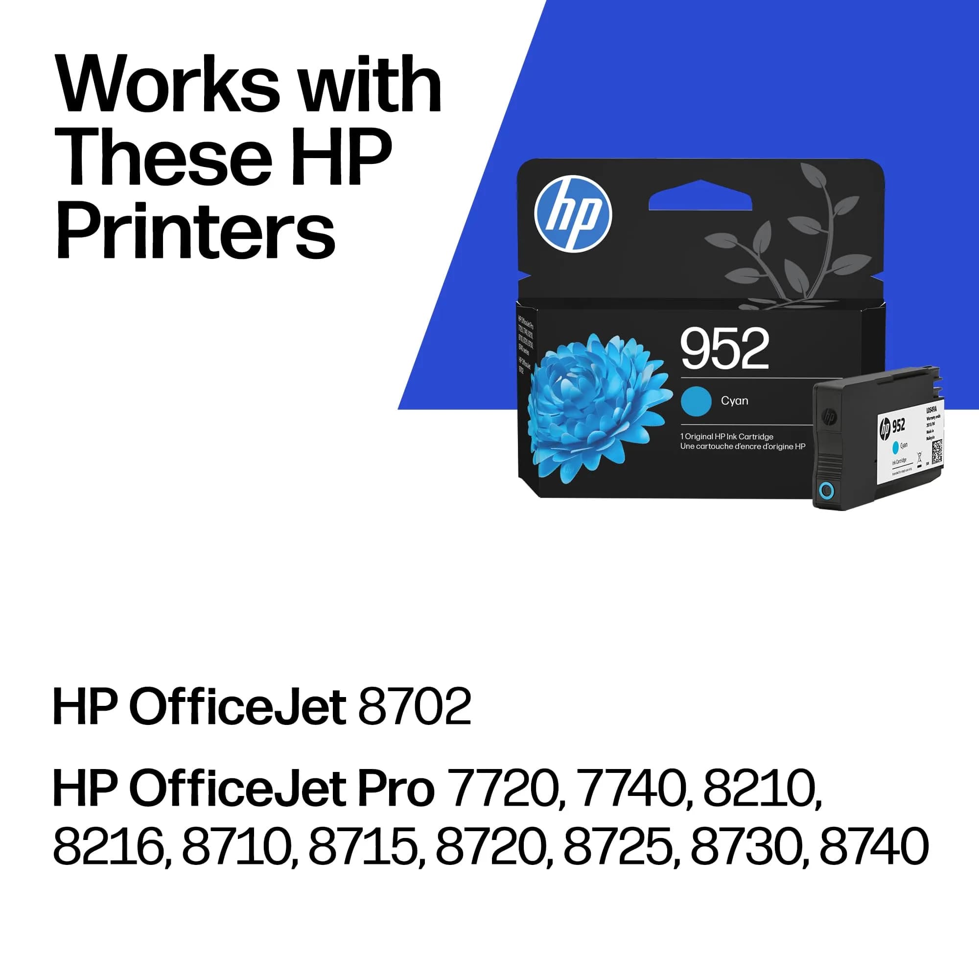 HP 952 Cyan Ink Cartridge | 700 Pages | Fade-Resistant Documents | 1 Pack - view 2