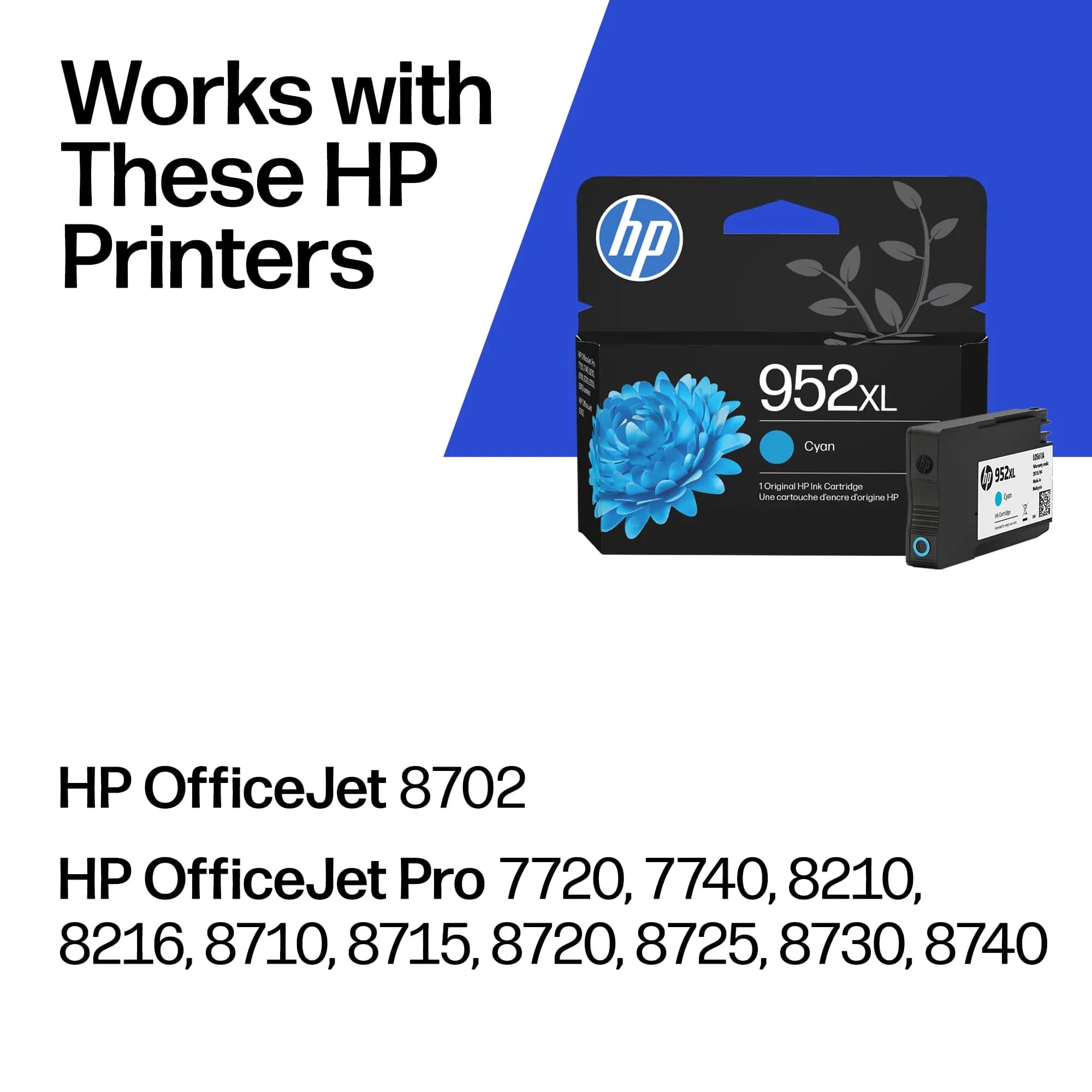 HP 952XL Cyan High-Yield Ink Cartridge | 1450 Pages | Genuine Inkjet Printer Ink - view 2