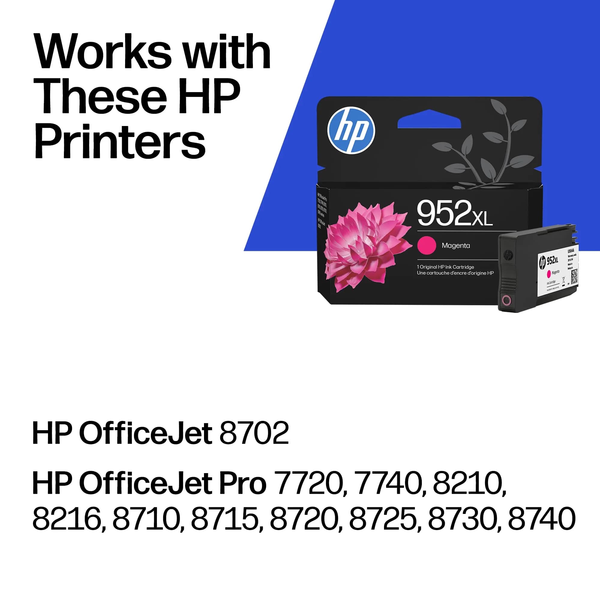 HP 952XL Magenta High-Yield Ink Cartridge | 1450 Pages | Works with HP OfficeJet Pro 7740, 8710, 8720, 8730, 8740 Series - view 2