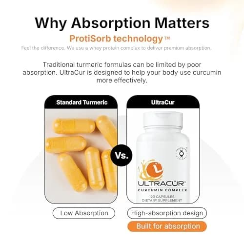 UltraCur Curcumin Complex Supplement - 600 mg Bioavailable Turmeric Capsules for Joint, Muscle & Brain Support, 120 Vegetarian Capsules thumbnail 4