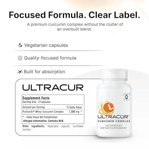 UltraCur Curcumin Complex Supplement - 600 mg Bioavailable Turmeric Capsules for Joint, Muscle & Brain Support, 120 Vegetarian Capsules thumbnail 5