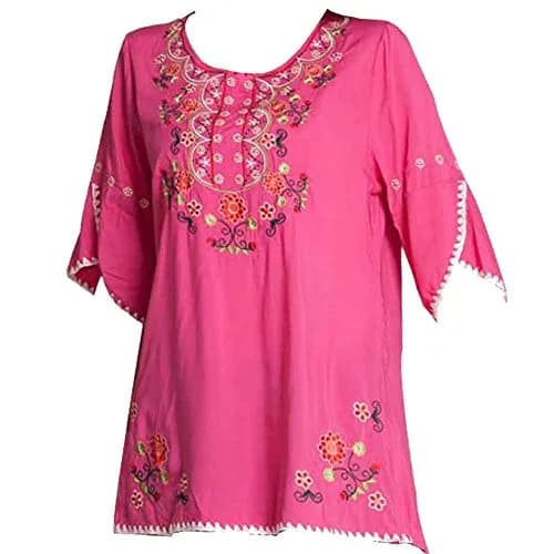 Ashir Aley Girls Embroidered Peasant Top Medium | Bohemian Floral Cotton Blouse thumbnail 1