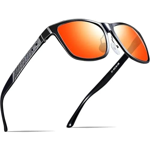 ATTCL Men's Polarized Sunglasses - Black-Red Frame with Silver Mirrored Lenses, UV400 Protection thumbnail 1