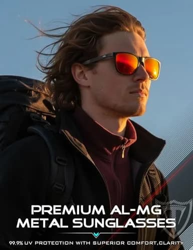 ATTCL Men's Polarized Sunglasses - Black-Red Frame with Silver Mirrored Lenses, UV400 Protection thumbnail 2