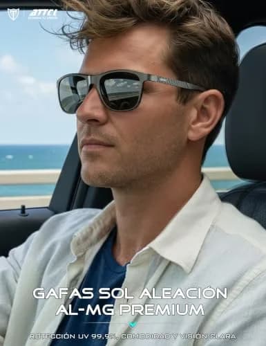 ATTCL Men's Grey-Grey Polarized Sunglasses - Retro Metal Frame, Non-Mirrored Lenses thumbnail 2
