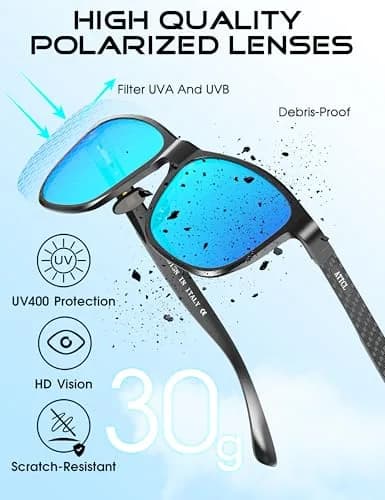 ATTCL Polarized Sunglasses Men Black-Blue Al-Mg Metal Ultralight UV400 Driving Mirrored Lenses thumbnail 4