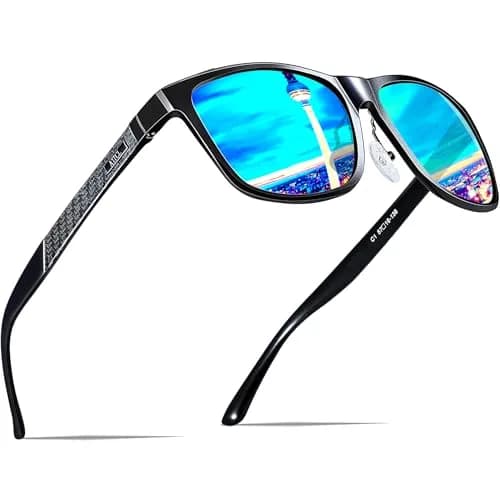 ATTCL Polarized Sunglasses Men Black-Blue Al-Mg Metal Ultralight UV400 Driving Mirrored Lenses thumbnail 1