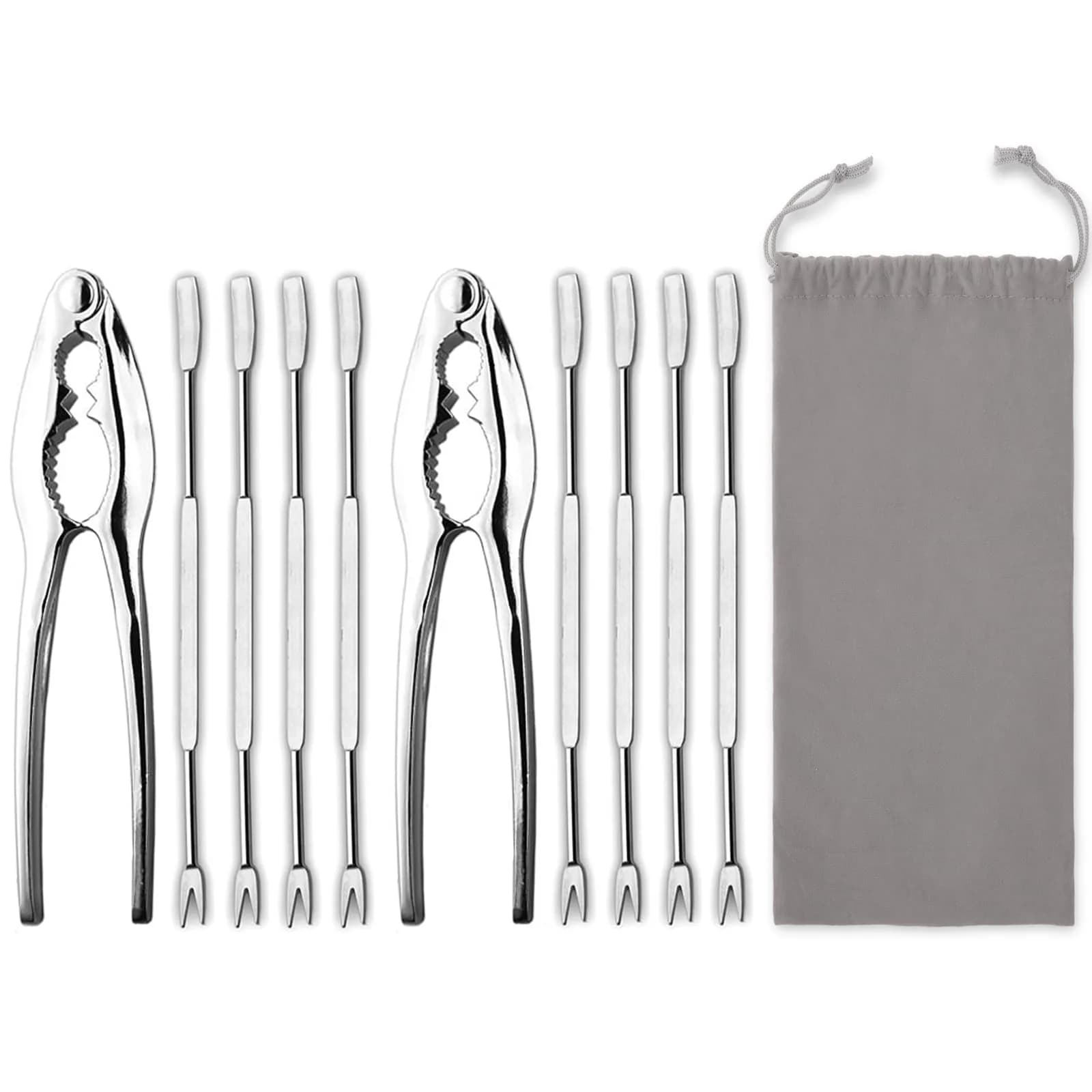 HIWARE Lobster Crackers and Picks Set, 10-Piece Stainless Steel Seafood Tools | Dishwasher Safe - main product image