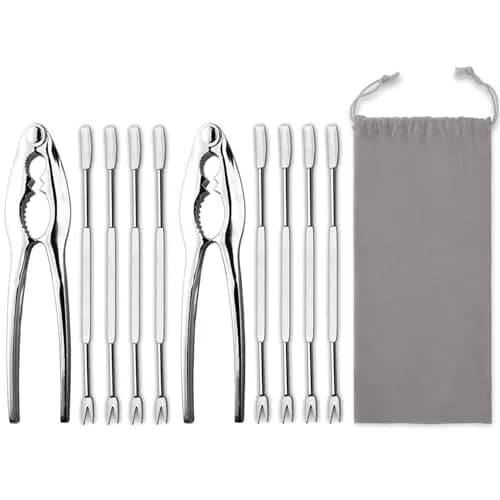 HIWARE Lobster Crackers and Picks Set, 10-Piece Stainless Steel Seafood Tools | Dishwasher Safe thumbnail 1