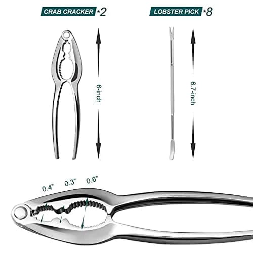 HIWARE Lobster Crackers and Picks Set, 10-Piece Stainless Steel Seafood Tools | Dishwasher Safe thumbnail 2