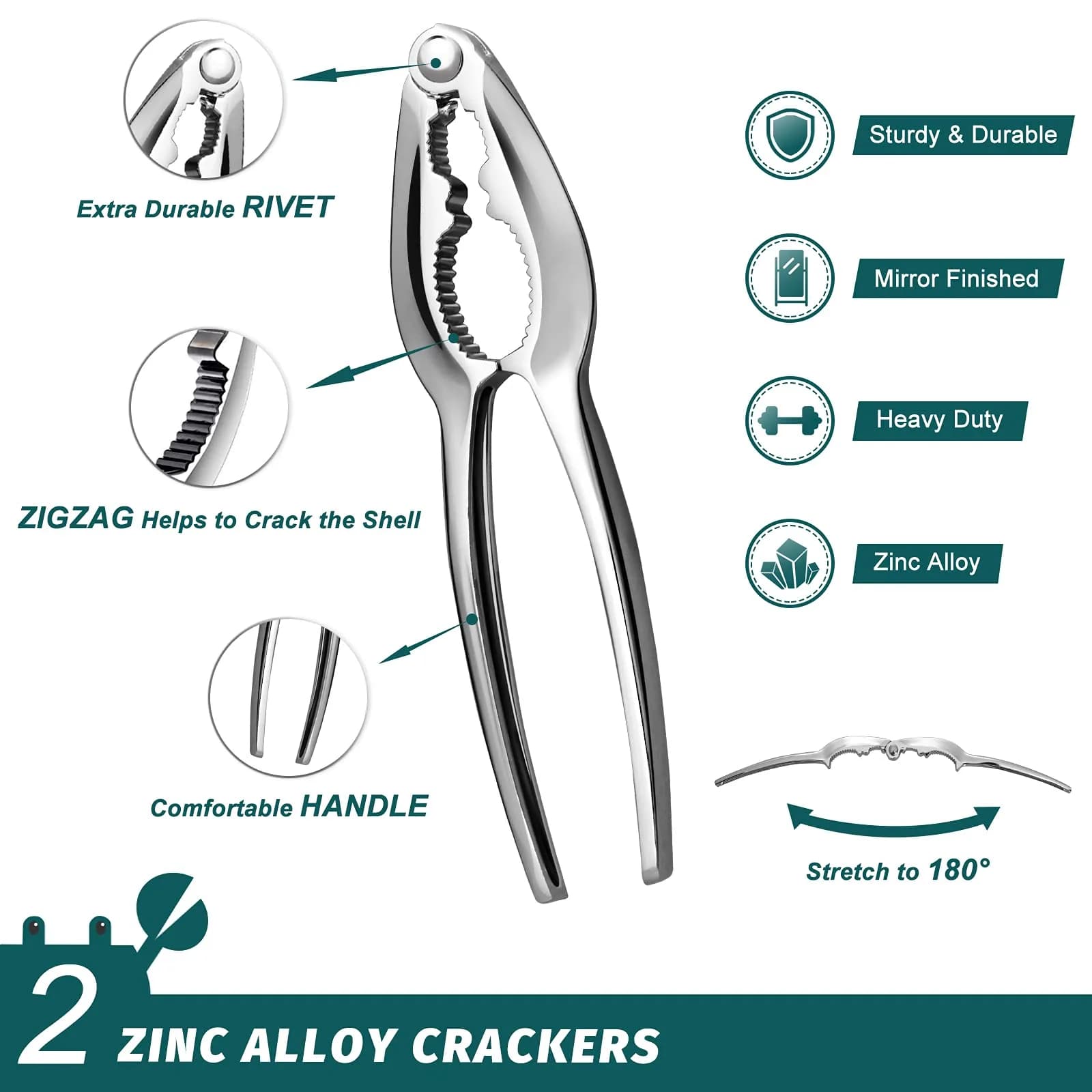 HIWARE Lobster Crackers and Picks Set, 10-Piece Stainless Steel Seafood Tools | Dishwasher Safe - view 3