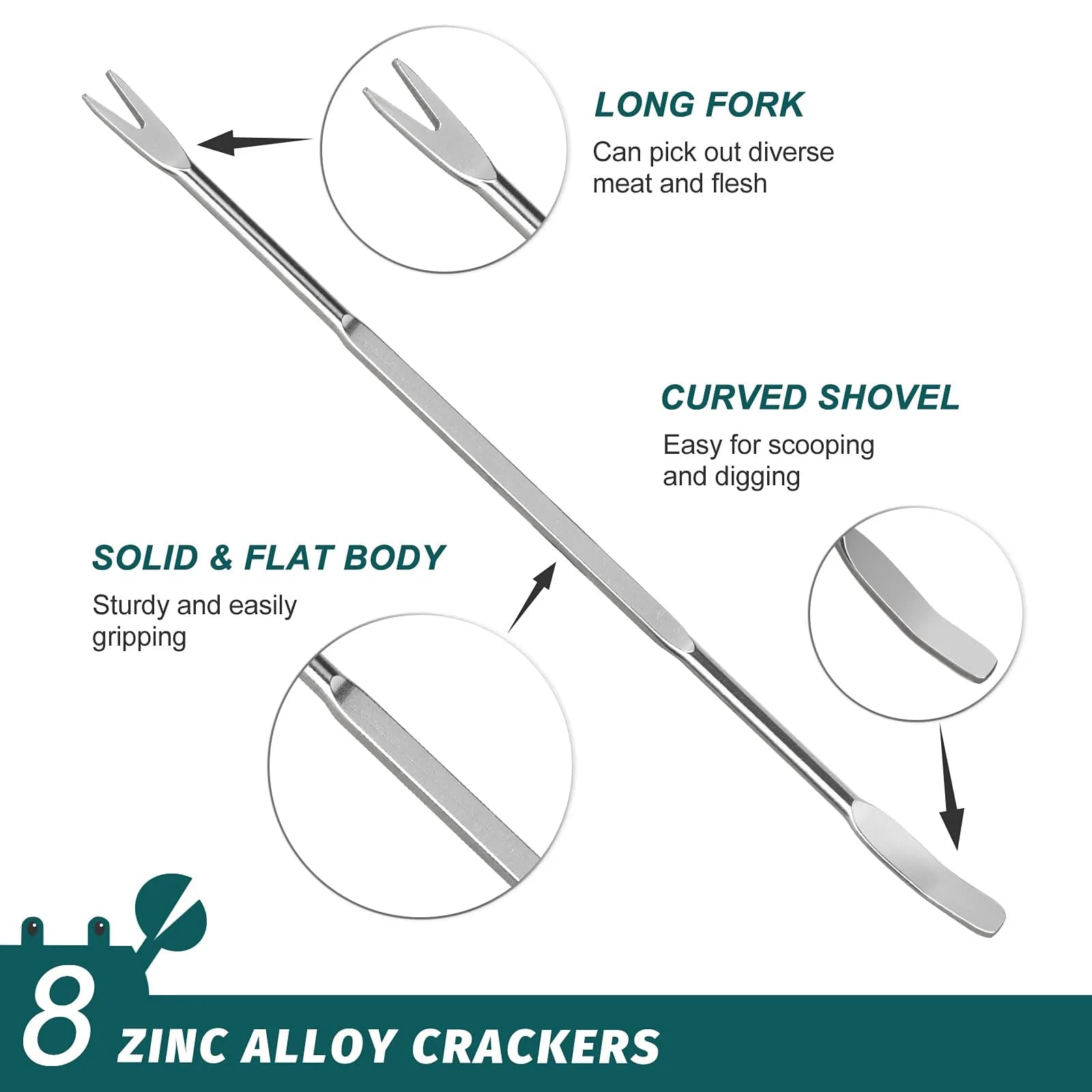 HIWARE Lobster Crackers and Picks Set, 10-Piece Stainless Steel Seafood Tools | Dishwasher Safe - view 4