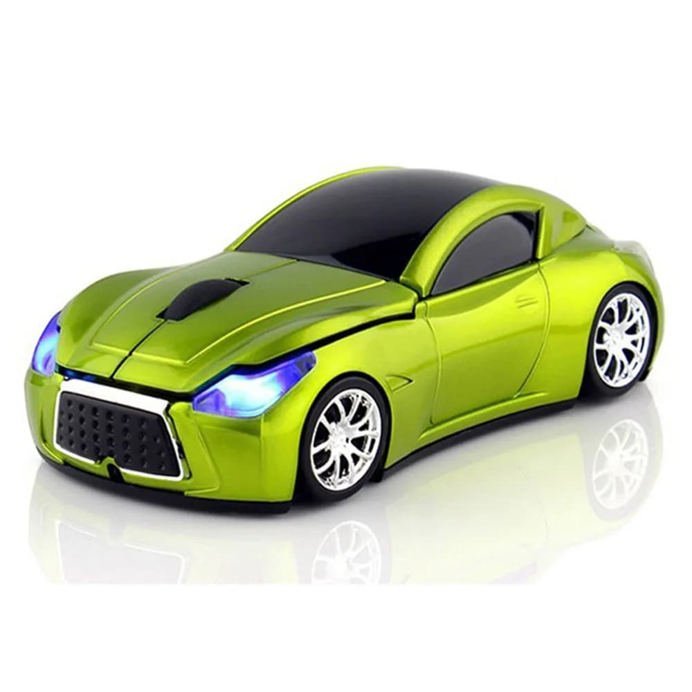 MGbeauty Sports Car Wireless Mouse | 1600 DPI Optical Sensor, 3 Buttons, Red — Green