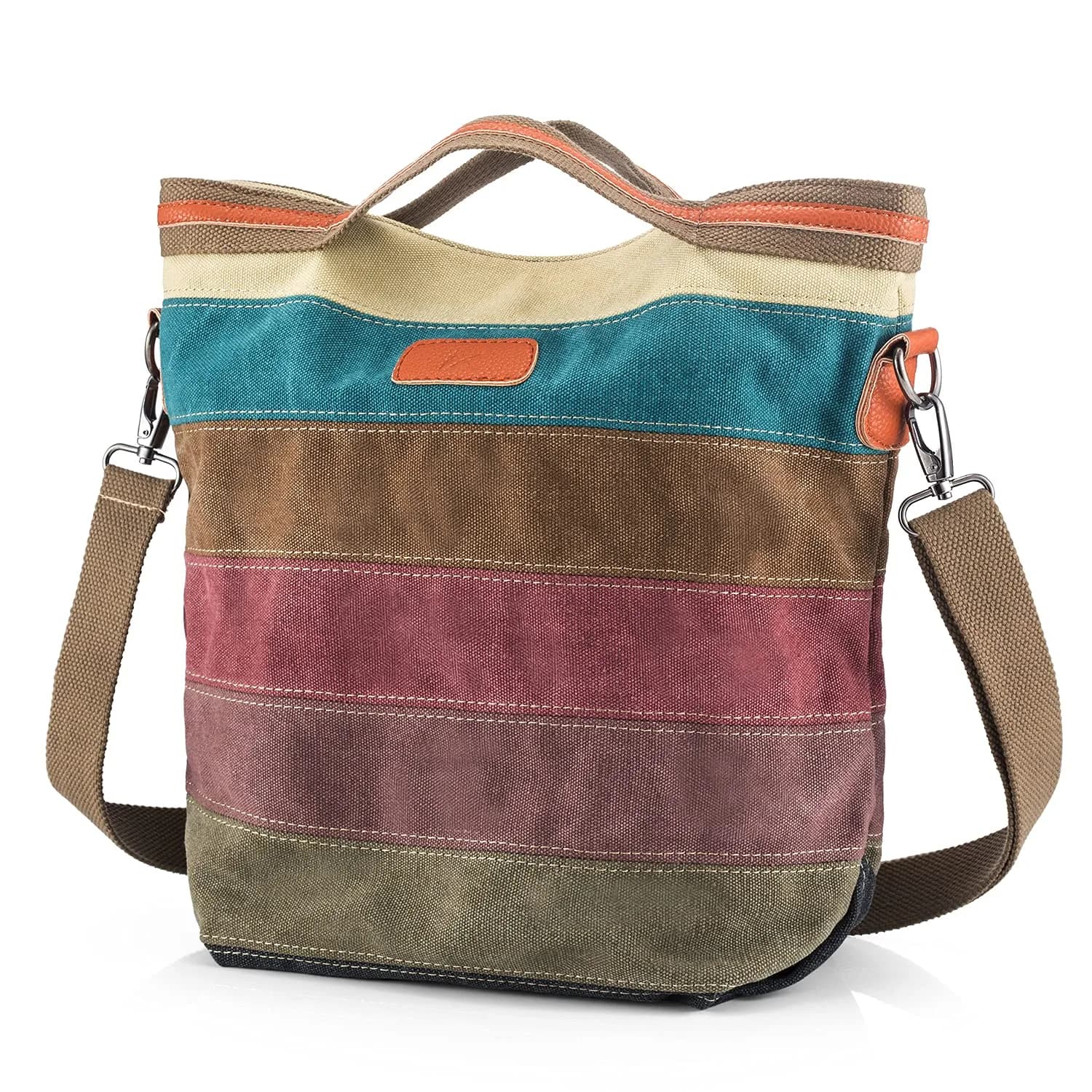 SNUG STAR Canvas Striped Lattice Tote Handbag for Women - 34cm (13") Height — Casual
