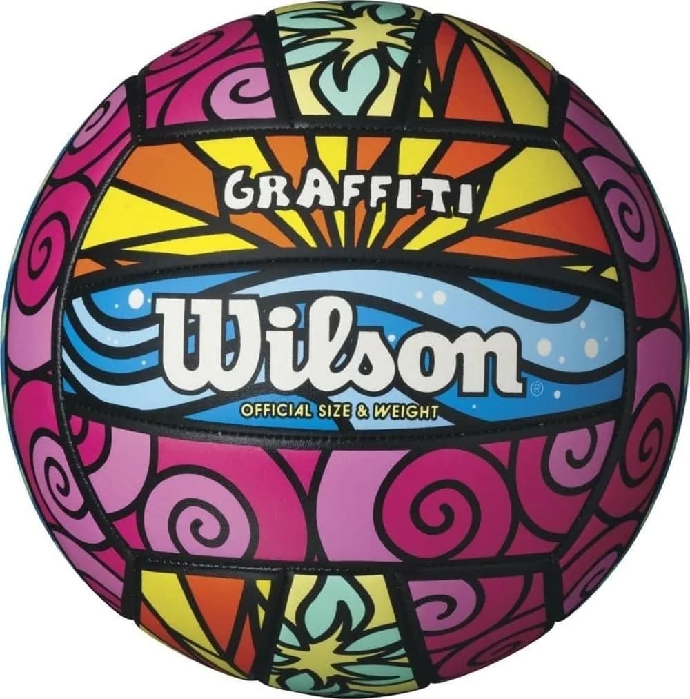 Wilson Graffiti Volleyball Pink/Blue/Yellow 1 Pack | Official Size 5 Indoor Match Play — Blue/Yellow/Orange/Pink