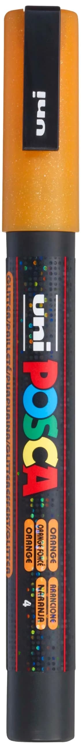 posca Glitter Paint Markers Fine Tip 0.9-1.3mm | Water-Based Glitter Blue for Art & Craft — Orange Glitter