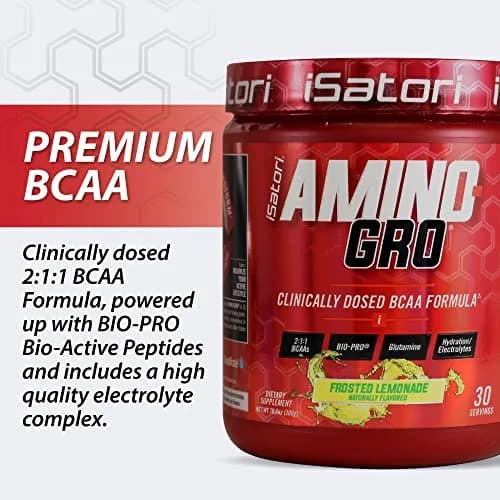 iSatori Amino-GRO BCAA Powder Frosted Lemonade Flavor | Clinically Dosed 2:1:1 Formula for Muscle Recovery & Performance thumbnail 6