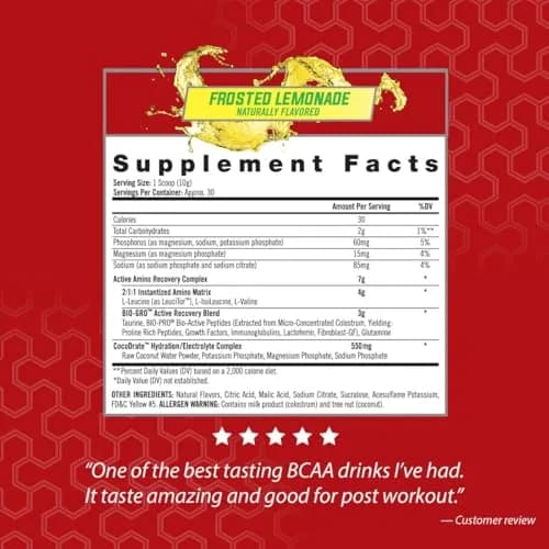 iSatori Amino-GRO BCAA Powder Frosted Lemonade Flavor | Clinically Dosed 2:1:1 Formula for Muscle Recovery & Performance thumbnail 2