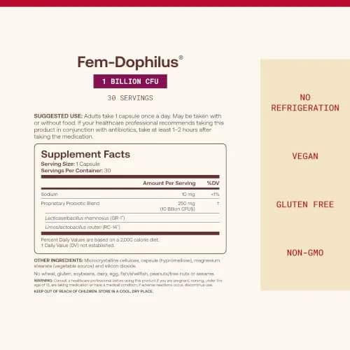 Jarrow Formulas Fem-Dophilus Probiotics 60 Capsules | Vaginal & Urinary Tract Support thumbnail 4