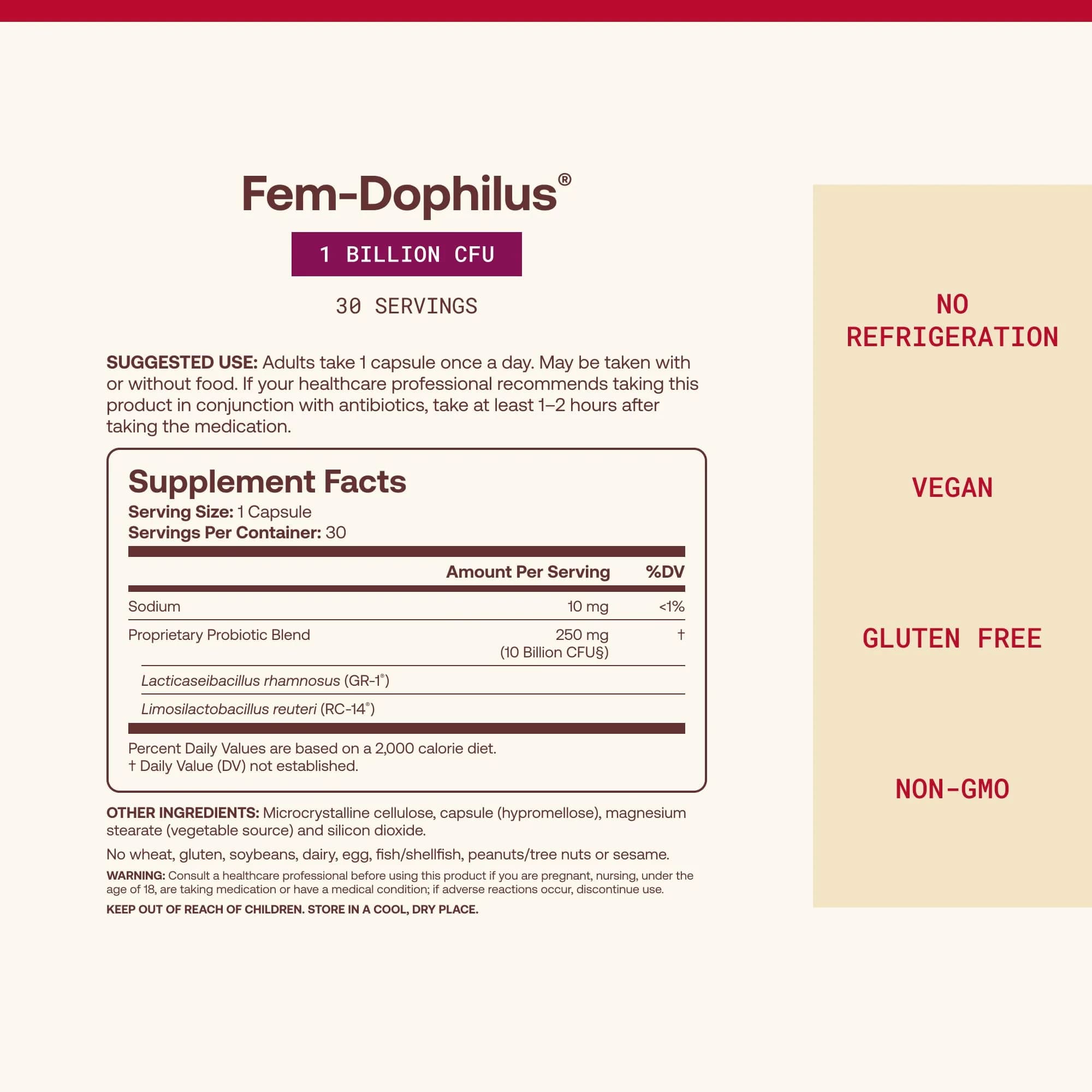 Jarrow Formulas Fem-Dophilus Probiotics 60 Capsules | Vaginal & Urinary Tract Support - view 4