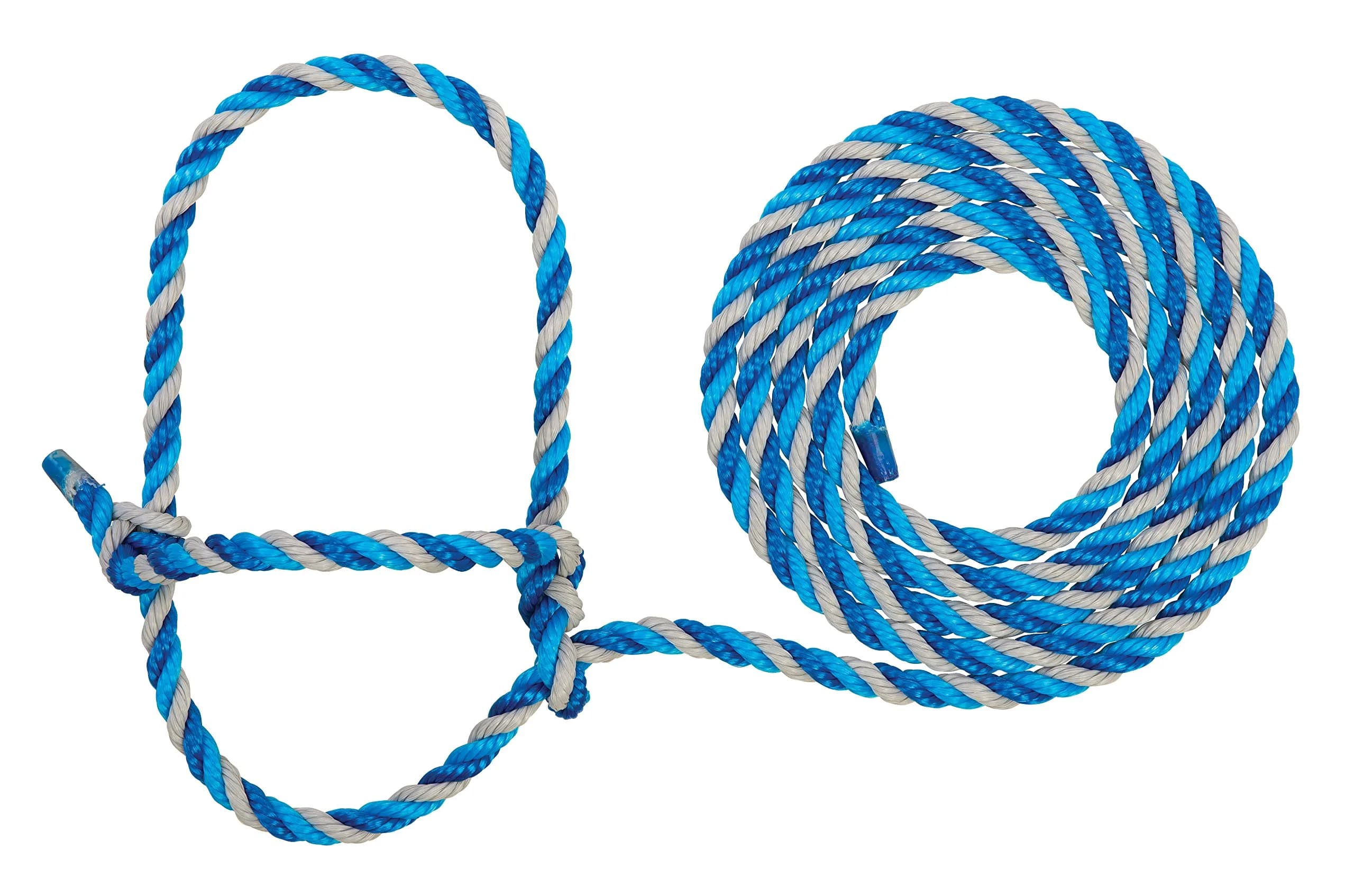 Weaver Livestock Braided Poly Rope Cattle Halter, Adjustable Cow Calf Halter, Livestock Handling Equipment for Showing, Dark Blue/Hurricane Blue/Gray | Durable, Adjustable & Comfortable — Dark Blue/Turquoise/Gray
