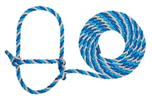 Weaver Livestock Braided Poly Rope Cattle Halter, Adjustable Cow Calf Halter, Livestock Handling Equipment for Showing, Dark Blue/Hurricane Blue/Gray | Durable, Adjustable & Comfortable thumbnail 1