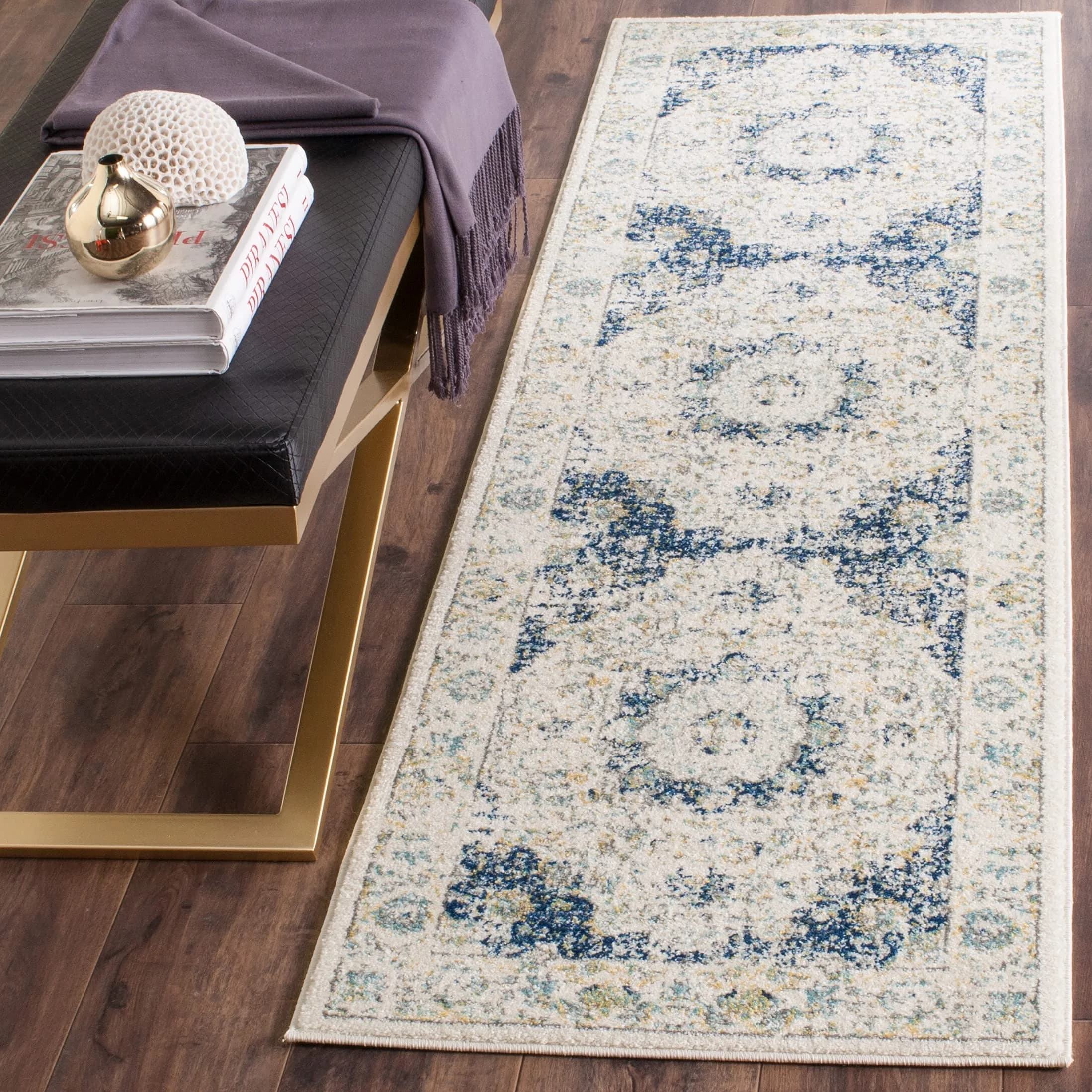 SAFAVIEH Evoke Runner Rug 2'2"x9', Traditional Ivory & Blue | Vintage Oriental Style, 3/8" Low Pile, Durable Polypropylene