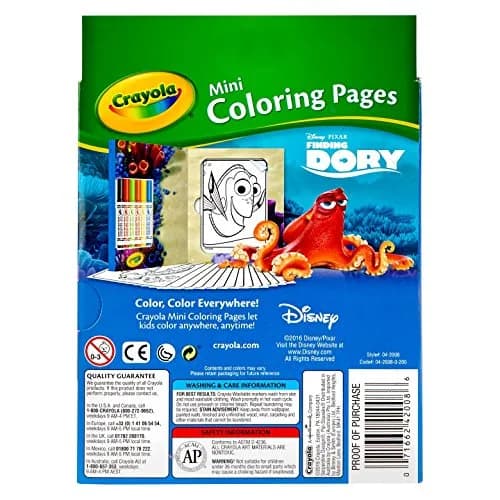 Crayola Finding Dory Mini Coloring Pages & Washable Markers Set | 80 Pages (3.5" x 5") & 6 Markers thumbnail 2