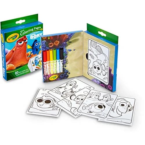 Crayola Finding Dory Mini Coloring Pages & Washable Markers Set | 80 Pages (3.5" x 5") & 6 Markers thumbnail 3