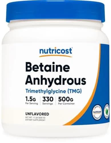 Nutricost Betaine Anhydrous Trimethylglycine (TMG) Powder 500g | Vegetarian, Non-GMO, Gluten Free thumbnail 1